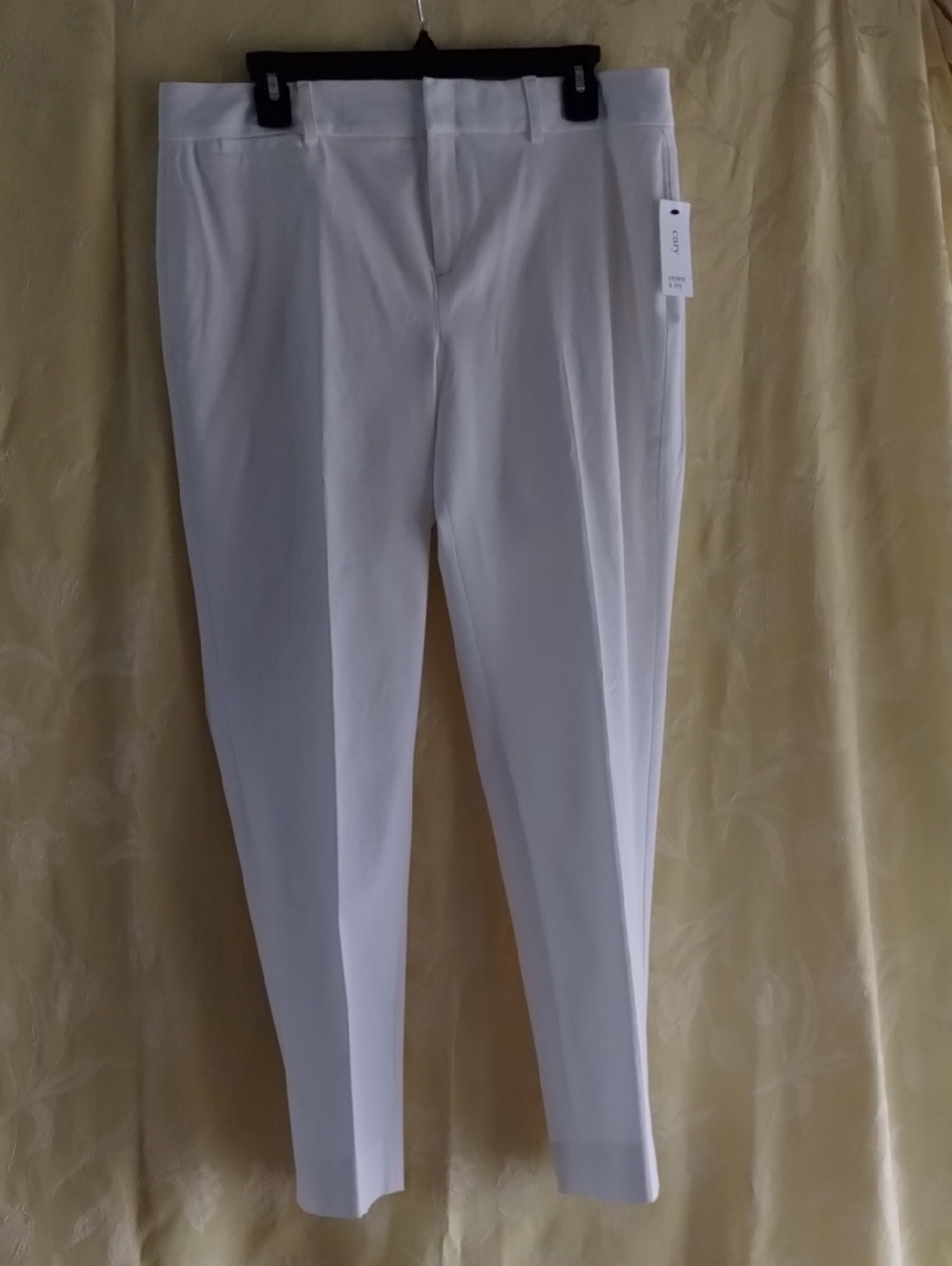 Crown & Ivy "Cary" White Ankle Cropped Women's Pants - Tailored Slim Fit Size 12